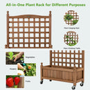 32in Wood Planter Box with Trellis Mobile Raised Bed for Climbing Plant by LJGDeals