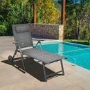 Patio Reclining Chaise Lounge with Adjust Neck Pillow-Gray by LJGDeals