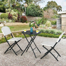 3 Pieces Patio Rattan Bistro Set with Round Dining Table and 2 Chairs by LJGDeals