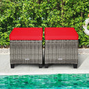 2 Pieces Patio Rattan Ottoman Seat with Removable Cushions-Navy by LJGDeals