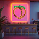 Emoji Peach Metal Neon Wall Art- LN0062