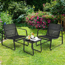 3 Pieces Patio Bistro Furniture Set with Glass Top Table Garden Deck-Black by LJGDeals
