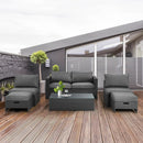 6 Pieces Patio Rattan Furniture Set with Glass Table and Cushioned Seat-Gray by LJGDeals