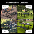 HDPE Outdoor Picnic Table Bench Set with Metal Base