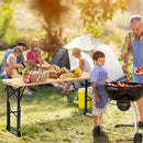66.5 Inch Outdoor Wood Folding Picnic Table with Adjustable Heights by LJGDeals