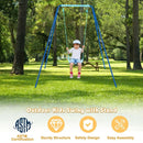 Outdoor Kids Swing Set with Heavy-Duty Metal A-Frame and Ground Stakes by LJGDeals