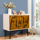 Mid-Century Wood Storage Cabinet with 2 Doors and Metal Legs for Entryway by LJGDeals