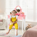 Kids Vanity Princess Makeup Dressing Table Stool Set with Mirror and Drawer by LJGDeals