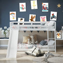 Twin over Twin Bunk Wooden Low Bed with Slide Ladder for Kids by LJGDeals