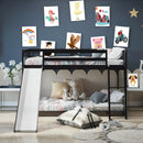 Twin over Twin Bunk Wooden Low Bed with Slide Ladder for Kids by LJGDeals