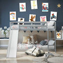 Twin over Twin Bunk Wooden Low Bed with Slide Ladder for Kids by LJGDeals