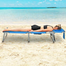 Folding Beach Lounge Chair with Pillow for Outdoor-Blue by DirectDeals