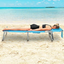 Folding Beach Lounge Chair with Pillow for Outdoor-Turquoise by LJGDeals