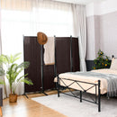 4-Panel  Room Divider with Steel Frame-Brown