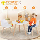 Modern Kids Activity Play Table and 2 Chairs Set with Beech Leg Cushion-White by LJGDeals