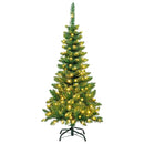 4.5 ft Pre-Lit Premium Hinged Artificial Fir Pencil Christmas Tree with LED Lights by DirectDeals