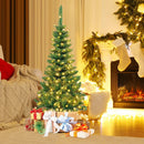 4.5 ft Pre-Lit Premium Hinged Artificial Fir Pencil Christmas Tree with LED Lights by LJGDeals