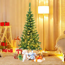 4.5 ft Pre-Lit Premium Hinged Artificial Fir Pencil Christmas Tree with LED Lights by DirectDeals