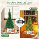 4.5 ft Pre-Lit Premium Hinged Artificial Fir Pencil Christmas Tree with LED Lights by LJGDeals