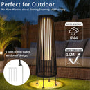 2 Piece Solar Powered Lantern Wicker Solar Patio Lamp Black by JHY DESIGN