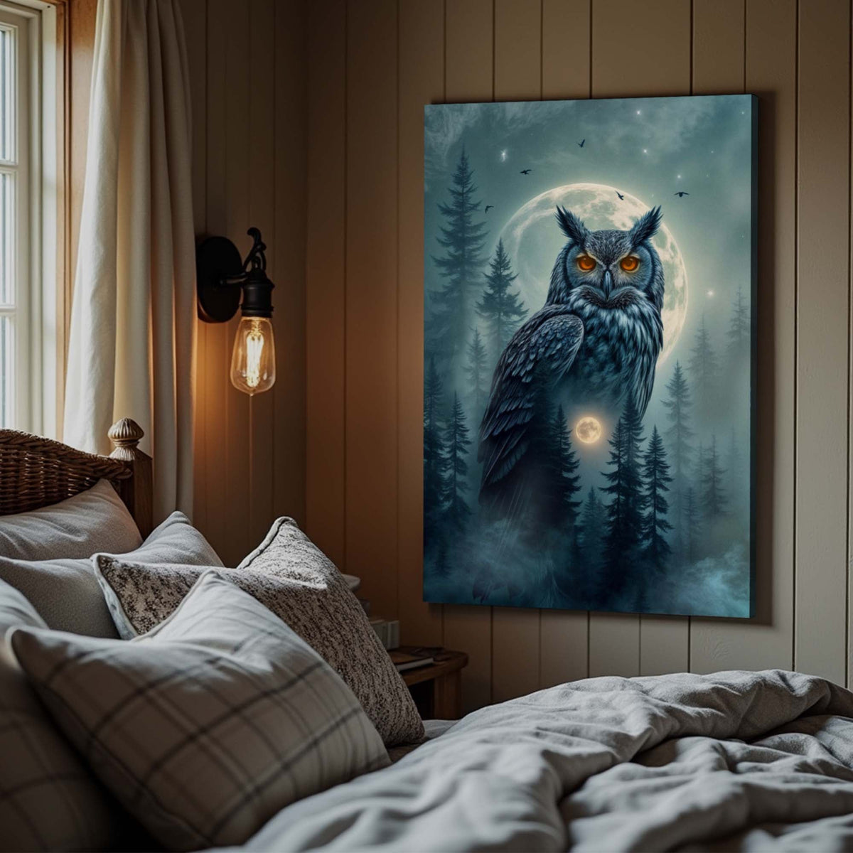 Owl Double Exposure Wall Art II, photo 4 of 9