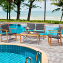 4 Pieces Outdoor Patio Rattan Furniture Sofa Set with Acacia Wood Frame by LJGDeals