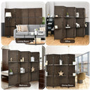 6 Panel Folding Weave Fiber Room Divider with 2 Display Shelves by LJGDeals