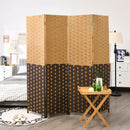 4 Panel Portable Folding Hand-Woven Wall Divider Suitable for Home Office-Brown by LJGDeals