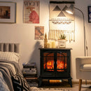 25 Inch Freestanding Electric Fireplace Heater with Realistic Flame effect-Black by LJGDeals