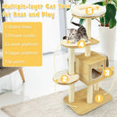 4 Levels Modern Wood Cat Tower with Washable Mats-Walnut by LJGDeals