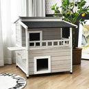 2-Story Wooden Patio Luxurious Cat Shelter House Condo with Large Balcony by LJGDeals