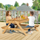 3-in-1 Kids Picnic Table Wooden Outdoor Water Sand Table with Play Boxes by LJGDeals