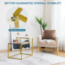 2 Tier End Side Table with Metal Frame and Storage Shelf for Living Room-White by LJGDeals