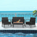 4 Pieces Patio Rattan Cushioned Furniture Set with Wooden Tabletop by LJGDeals