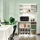 4-Door Freestanding Kitchen Buffet with Hutch and Adjustable Shelves by LJGDeals