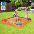 Kids Outdoor Wooden Backyard Sandbox with Built-in Corner Seating by LJGDeals