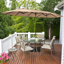 15 Feet Double-Sided Twin Patio Umbrella with Crank and Base by LJGDeals