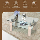 Rectangle Glass Coffee Table with Metal Legs for Living Room by LJGDeals