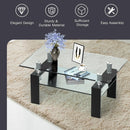 Rectangle Glass Coffee Table with Metal Legs for Living Room by LJGDeals
