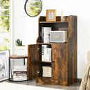 Storage Cabinet Bookcase with Doors and Display Shelf-Rustic Brown by LJGDeals