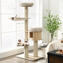 4-Layer 68.5-Inch Wooden Cat Tree Condo Activity Tower with Sisal Posts-Natural