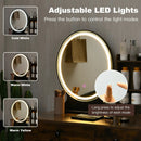 Vanity Table Set with Lighted Mirror and Cushion Stool-Brown by DirectDeals