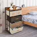 4-Tier Organizer Tower Steel Frame Wooden Top Storage with 5-Drawer Dresser-Muticolor by DirectDeals