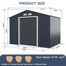 9 x 6 Feet Metal Storage Shed for Garden and Tools-Gray by DirectDeals