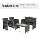 4 Pieces Patio Rattan Furniture Set with Glass Table and Loveseat-Gray by LJGDeals