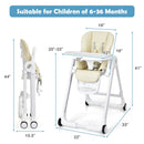 Baby Folding Convertible High Chair with Wheels and Adjustable Height by LJGDeals