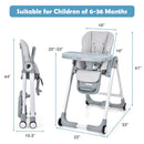 Baby Folding Convertible High Chair with Wheels and Adjustable Height by LJGDeals