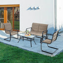 4 Pieces Outdoor Patio Furniture Set with Padded Glider Loveseat and Coffee Table-Brown by LJGDeals