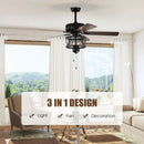 50 Inches Ceiling Fan with Lights Reversible Blades and Pull Chain Control-Black by LJGDeals