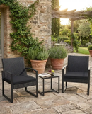 3-Piece Outdoor Patio Furniture Set – Wicker Chairs + Bar Table with Cushions by 2Dropme